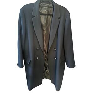 LAYFAYETTE 148 BLACK WOOL BLEND DRESS COAT; SIZE XL